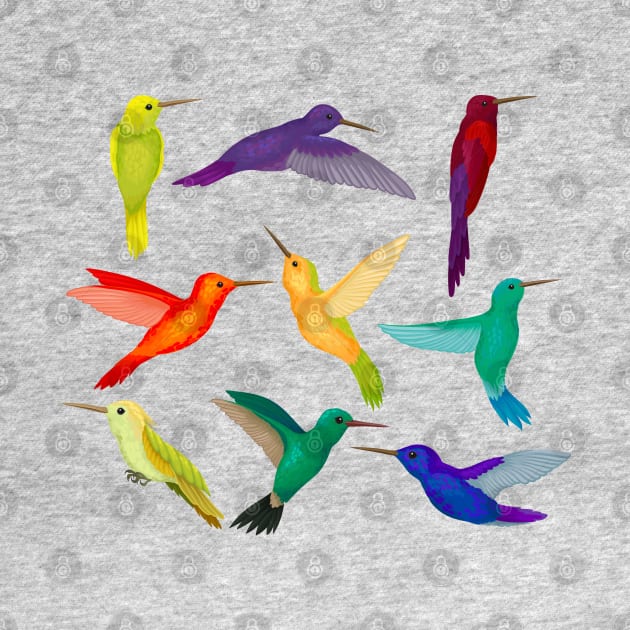 hummingbirds colorful collection by Mako Design 